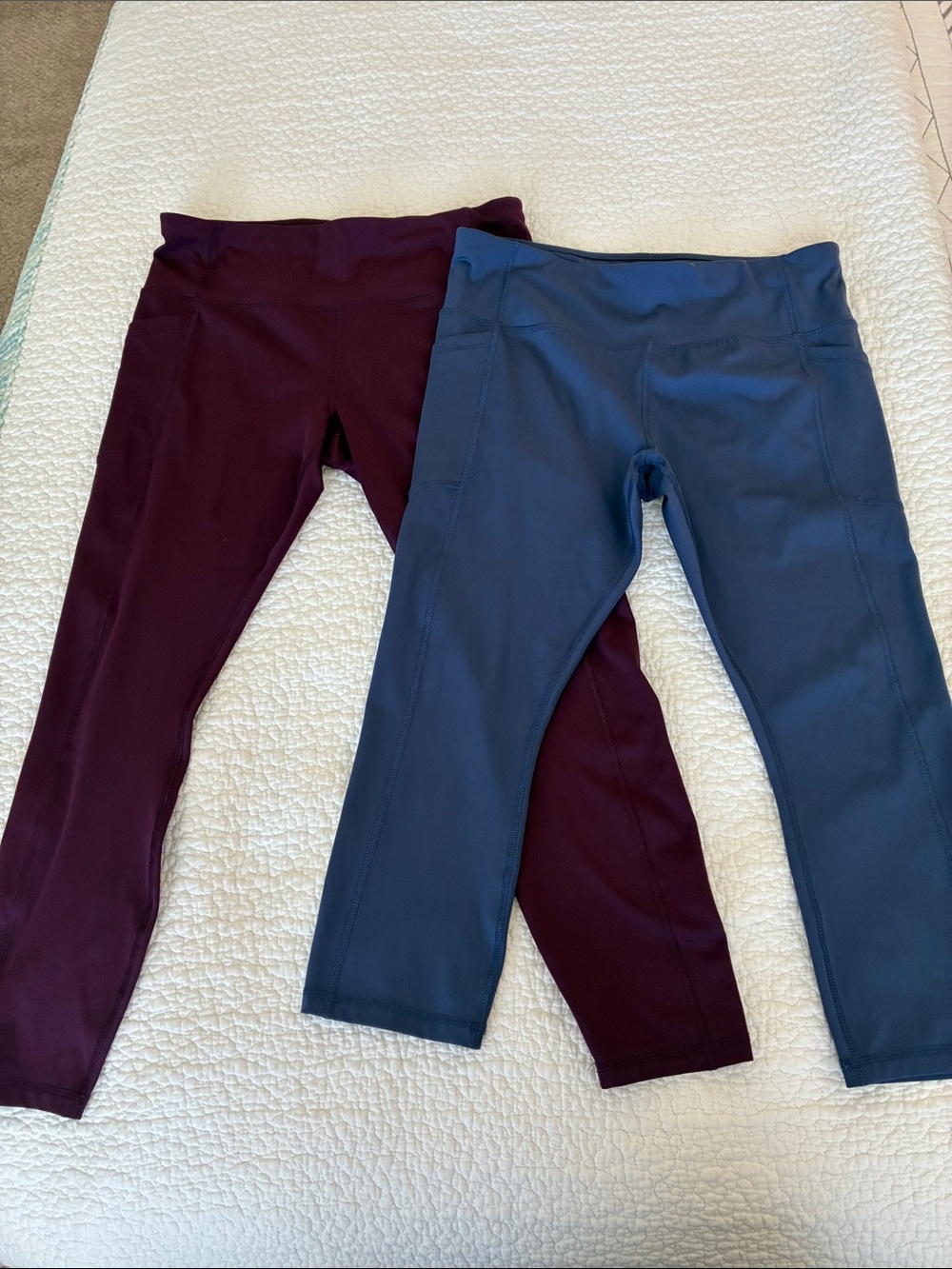Avia Leggings in Burgundy and Slate Blue